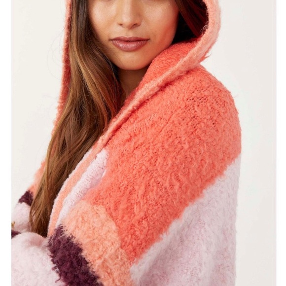 NWOT Free People Dream Team Oversized Striped Fuzzy Eyelash Cardigan, Size XS - Picture 5 of 12